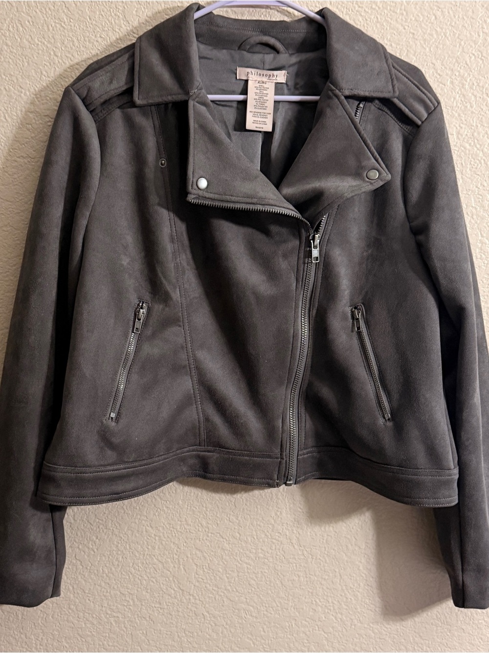 Philosophy, faux, suede, and leather Moto jacket